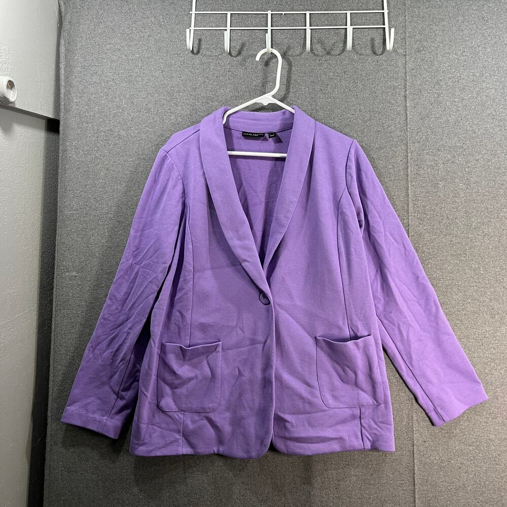 Susan Graver Weekend Regular Marina Knit Blazer Dried Lavender X-Large